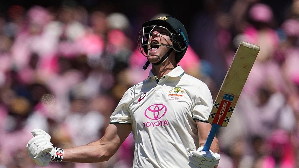 | Photo: AP/Mark Baker : IND Vs AUS 5th Test Day 3: Australia's Beau Webster celebrates after hitting the winning runs 