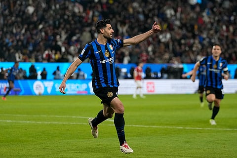 Italian Super Cup Final: Inter Milan's Mehdi Taremi celebrates after scoring his sides second goal
