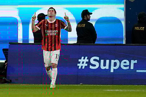 Italian Super Cup Final: AC Milan's Christian Pulisic celebrates after scoring his sides second goal
