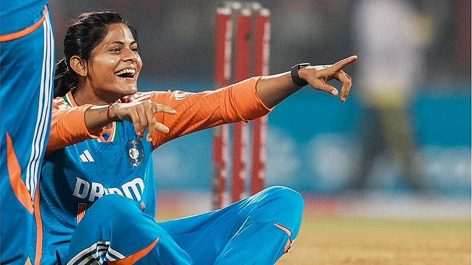| Photo: PTI/Kunal Patil : India B Women captain Radha Yadav.