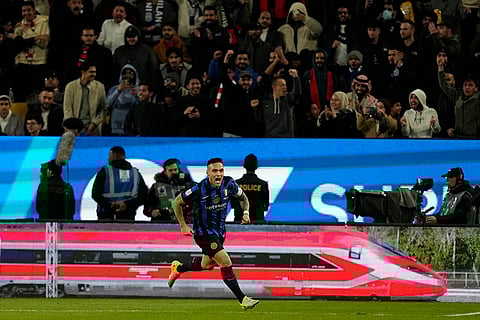 Italian Super Cup Final: Inter Milan's Lautaro Martinez celebrates after scoring his sides first goal