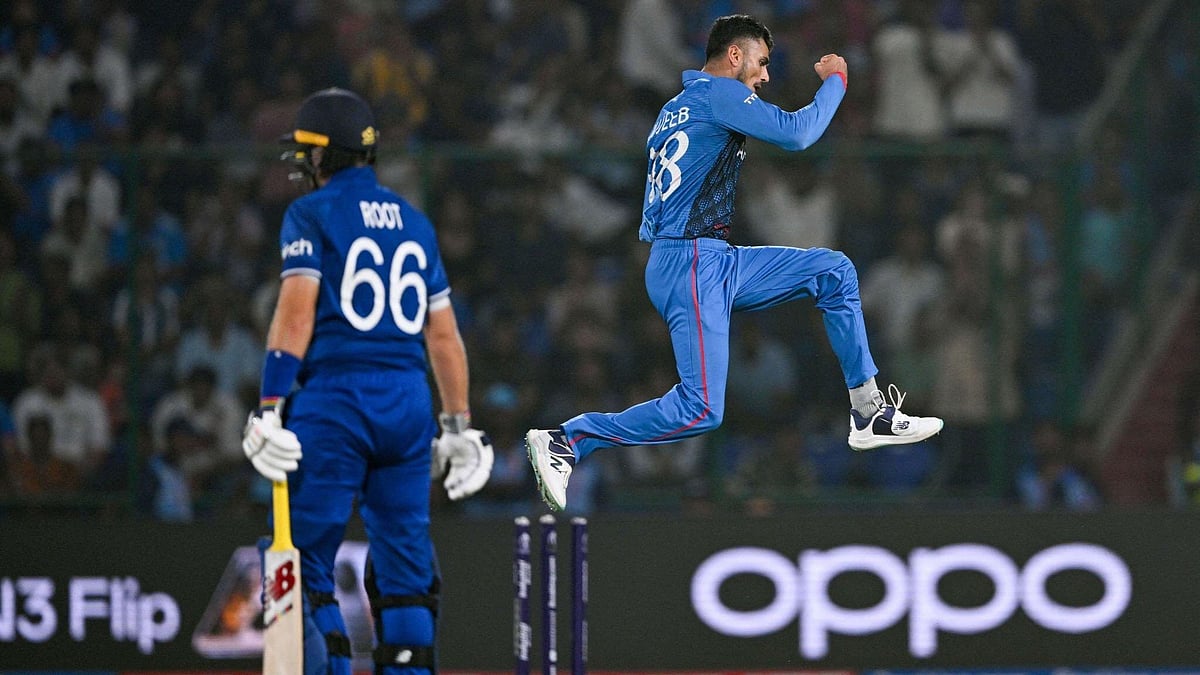England and Afghanistan cricket team during an ICC Cricket World Cup 2023 match. - Photo: File