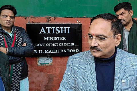 Virendra Sachdeva at Delhi CM's residence over Sheesh Mahal row