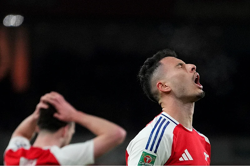 EFL Cup Semi final first-leg Arsenal Vs Newcastle United soccer match photos: Gabriel Martinelli
