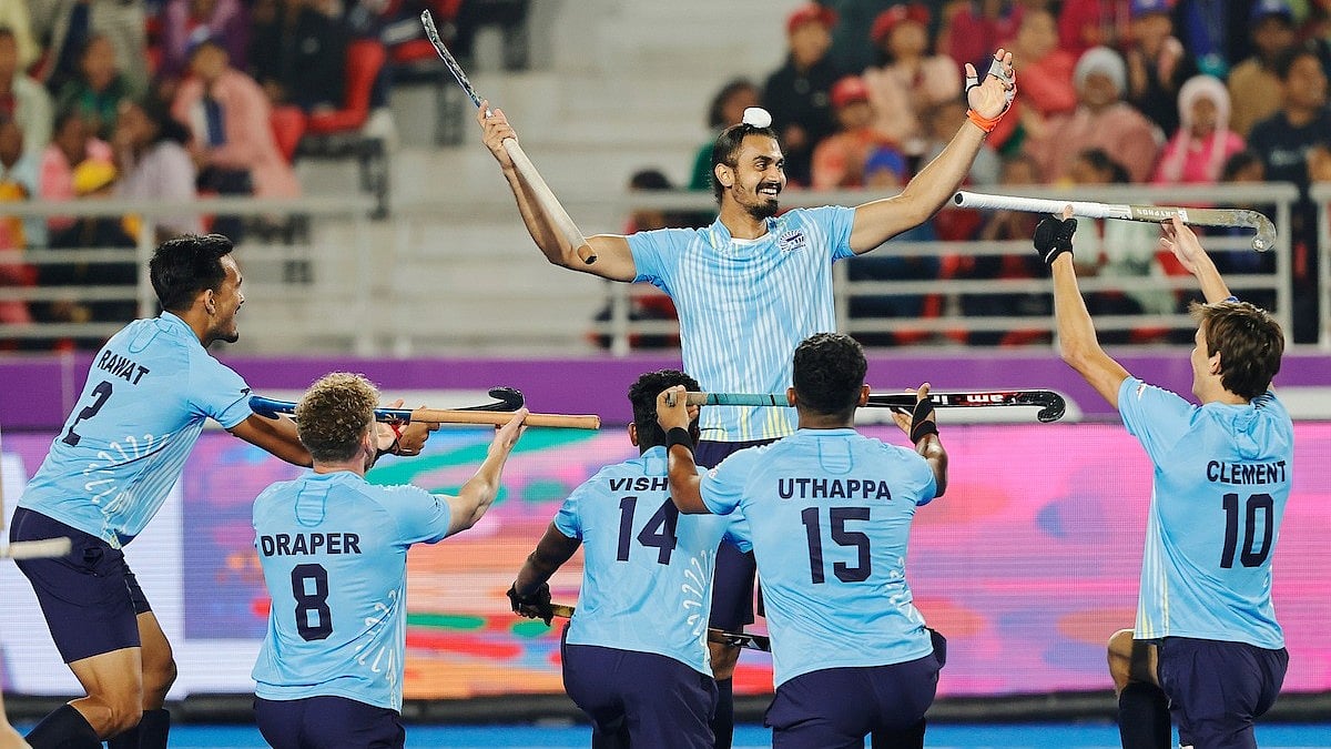 Hockey India : Team Gonasika celebrate a goal during the Hockey India League.