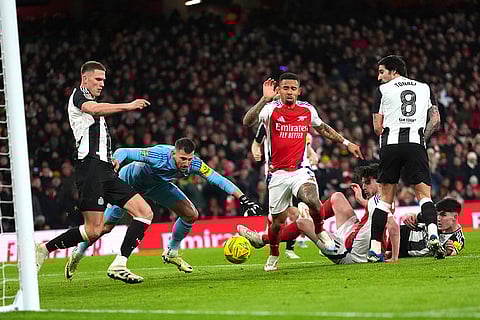 EFL Cup 2024-25: Arsenal's Gabriel Jesus, center, makes an attempt on goal