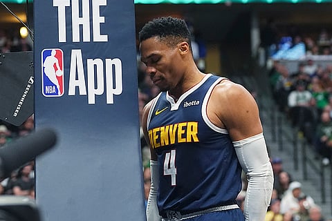 NBA 2024-25: Nuggets guard Russell Westbrook reacts