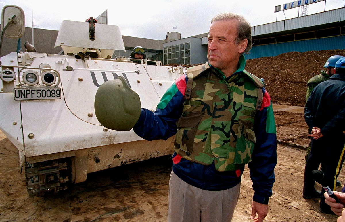 AP : Joe Biden's trip to the besieged Bosnian capital at Sarajevo International Airport on April 9, 1993 |