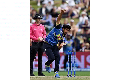 NZ vs SL 2nd ODI: Sri Lanka's Maheesh Theekshana bowls to New Zealand