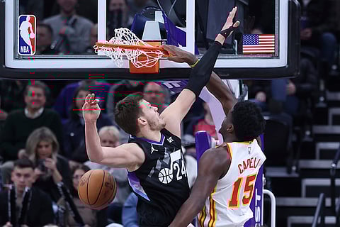 NBA 2024-25: Hawks center Clint Capela (15) dunks the ball against Jazz