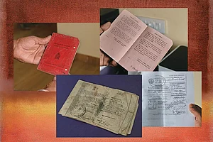 | Photos: Subash Sagar : Evidence on Display: Various documents that attempt to
prove the identity and citizenship
of Indian-origin Sri Lankan Tamils