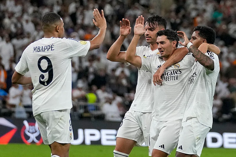 Real Madrid vs Mallorca Spanish Super Cup semifinal match in Saudi photo: Mbappe