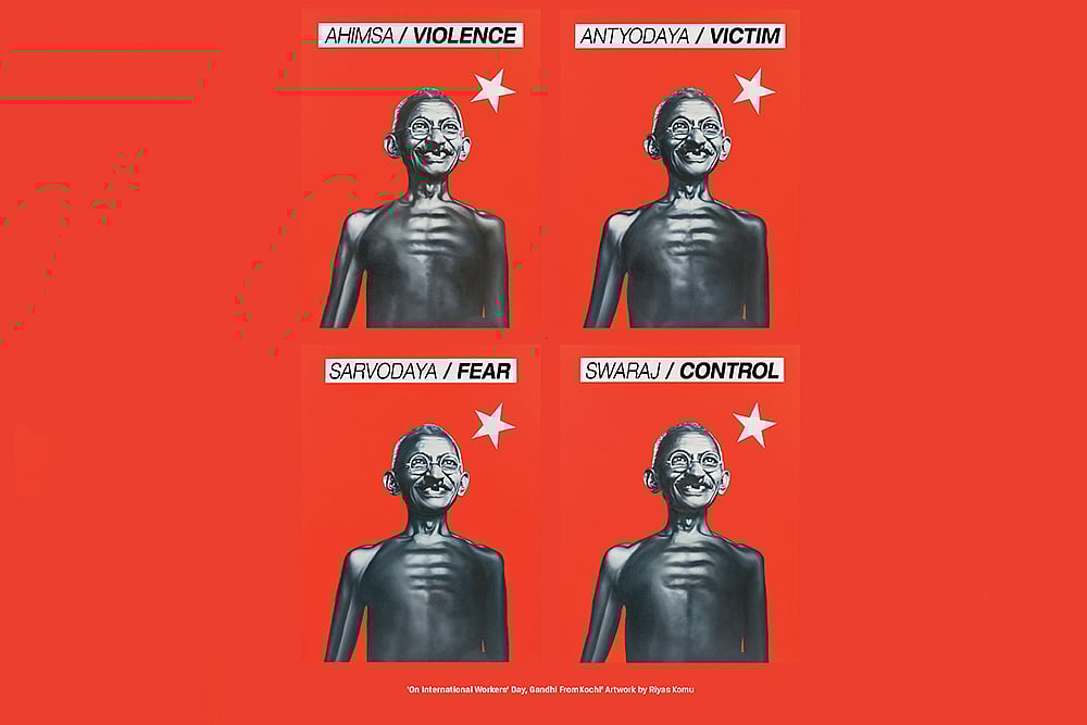 ‘On International Workers’ Day, Gandhi From Kochi’ Artwork by Riyas Komu