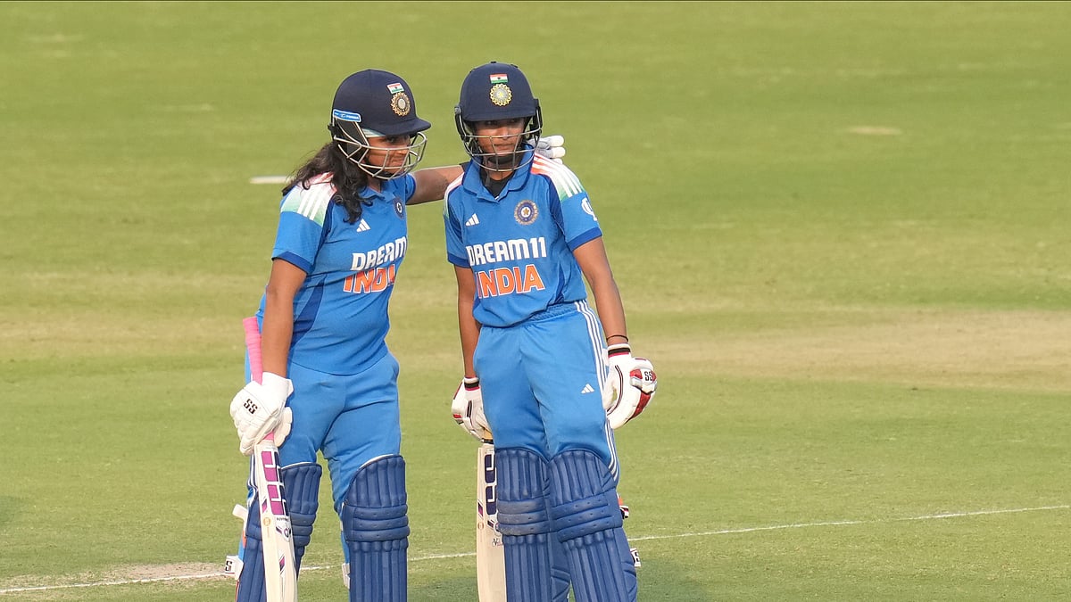 Photo: X | BCCI Women : Tejal Hasabnis after her maiden ODI fifty in the first ODI match against Ireland Women in Rajkot.
