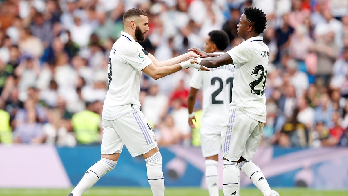 Former Real Madrid team-mates Karim Benzema and Vinicus Junior