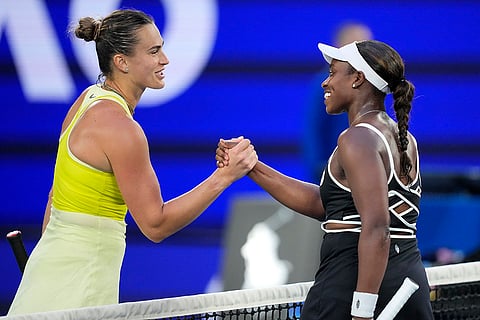 Australian Open 2025: Aryna Sabalenka, left, is congratulated by Sloane Stephens