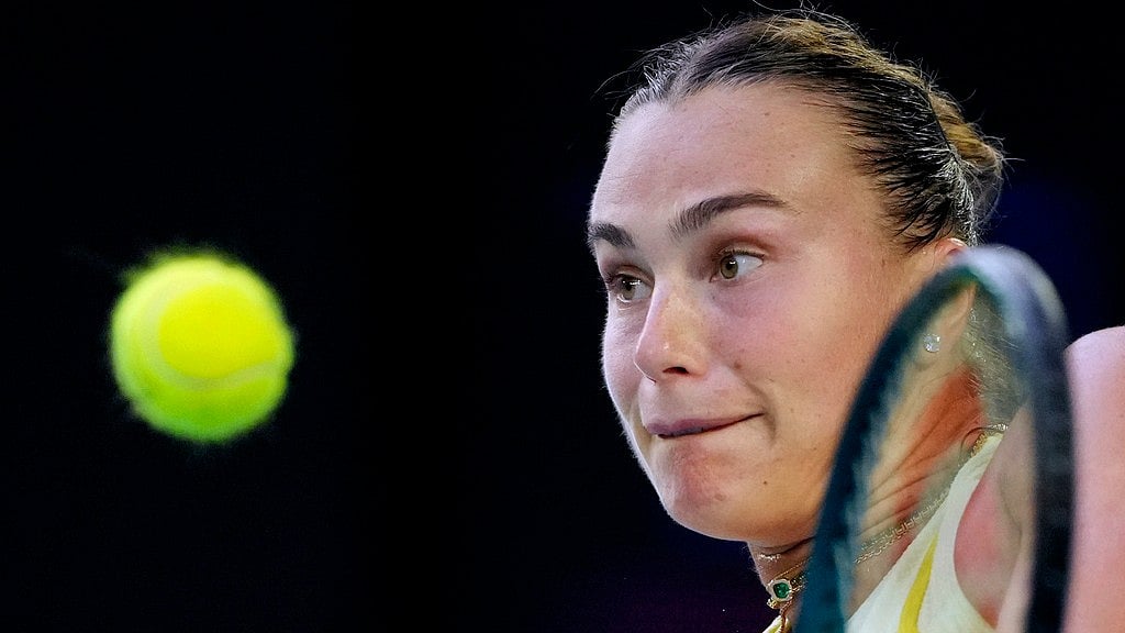 Photo: AP : Aryna Sabalenka in action at Australian Open 2025.