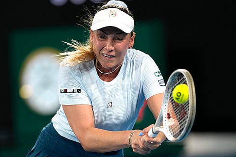 Australian Open 2025: Donna Vekic plays a backhand return to Diane Parry