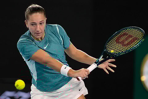 Australian Open 2025: Diane Parry plays a backhand return to Donna Vekic