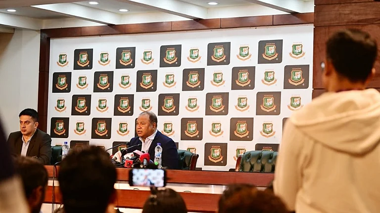 Bangladesh Cricket Board (BCB) officials during the squad announcement of the ICC Champions Trophy 2025. - | Photo: X/BCBTigers
