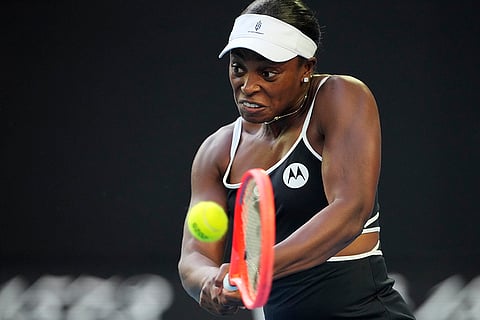 Australian Open 2025: Sloane Stephens plays a backhand return to Aryna Sabalenka