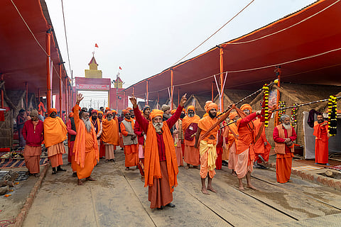Kumbh Mela 2025: Sadhu's arrive in a procession at an akhara