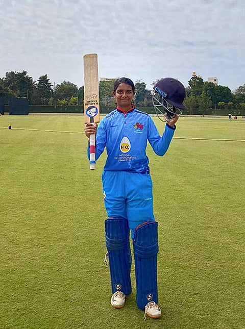 14yr old Ira Jadhav scores triple hundred