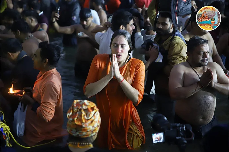 Devotees taking part in first Amrit Snan at Maha Kumbh in Prayagraj