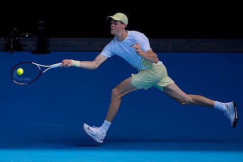 Australian Open 2025: Jannik Sinner plays a forehand return to Nicolas Jarry