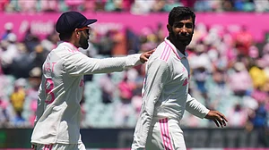 AP Photo/Mark Baker : India's Jasprit Bumrah, right, and India's Virat Kohli react after the fifth cricket test between India and Australia at the Sydney Cricket Ground, in Sydney.
