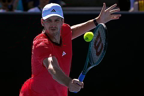 Australian Open 2025: Hubert Hurkacz plays a backhand return to Tallon Griekspoor