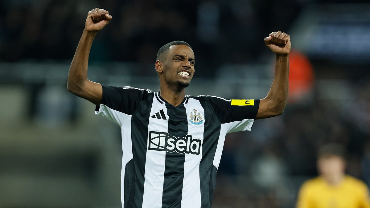 Alexander Isak celebrates after scoring against Wolves