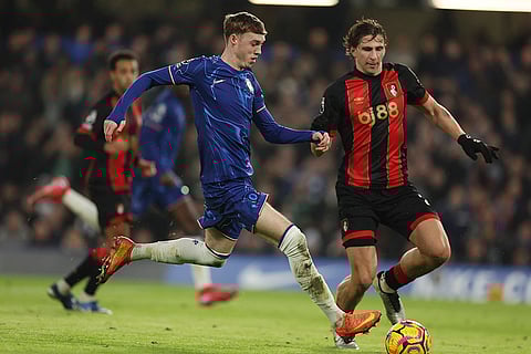 EPL 2024-25: Chelsea's Cole Palmer challenges for the ball with Bournemouth's Illya Zabarnyi