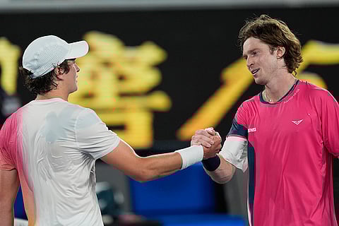Australian Open 2025: Joao Fonseca is congratulated by Andrey Rublev