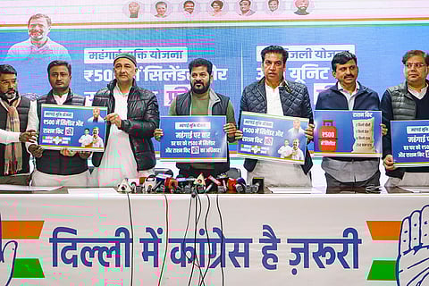 Congress promises Rs 500 LPG cylinder, free ration, electricity