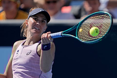 Australian Open 2025: Beatriz Haddad Maia plays a backhand return to Erika Andreeva