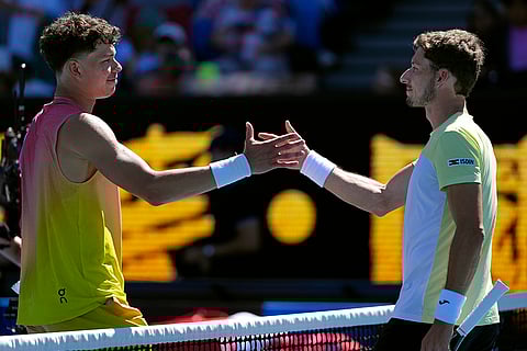 Australian Open 2025: Ben Shelton is congratulated by Pablo Carreno Busta