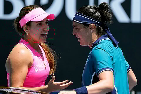 Australian Open 2025: Ons Jabeur is congratulated by Camila Osorio of Colombia