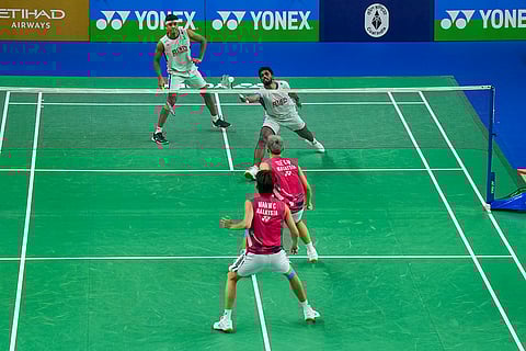 BWF India Open 2025: India's Satwiksairaj Rankireddy and Chirag Shetty in action against Malaysia's Wei Chong Man and Tee Kai Wun
