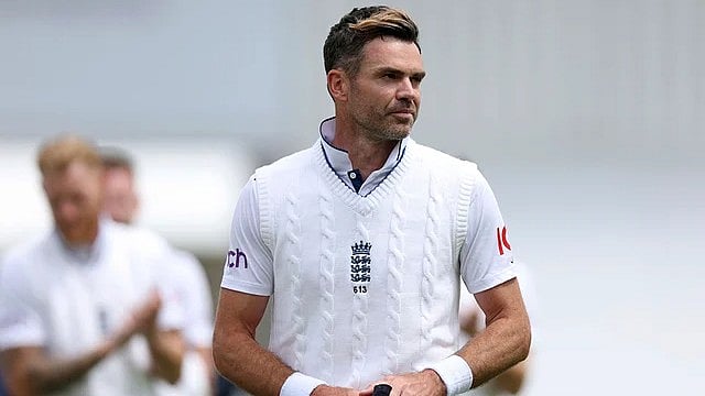 AP : James Anderson leaves the field following his final test for England.