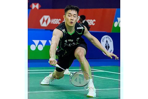 BWF India Open 2025: Taiwan’s Chi Yu-jen returns a shot against Denmark's Viktor Axelsen