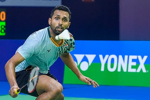 BWF India Open 2025: India's HS Prannoy returns a shot against Taiwan's Su Li-yang
