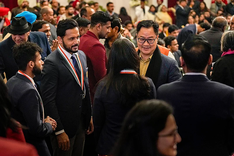 National Sports and Adventure Awards 2024 function at the Rashtrapati Bhavan- Kiren Rijiju