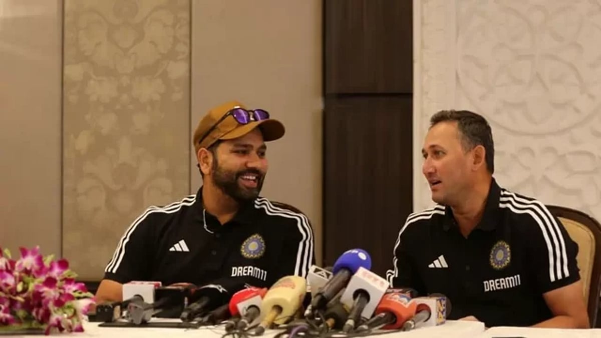 Indian skipper Rohit Sharma (left) with chief selector Ajit Agarkar.