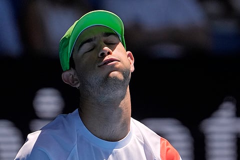 Australian Open 2025: Nuno Borges reacts during his match against Carlos Alcaraz
