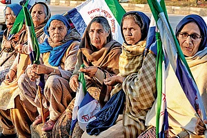 | Photo: Suresh K. Pandey : United We Stand: Women protestors at Shambhu border