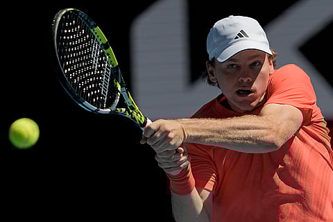 Australian Open 2025: Alex Michelsen plays a backhand return to Karen Khachanov