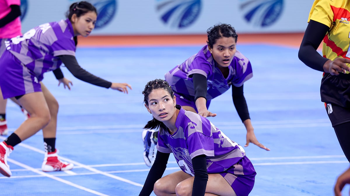 Kho Kho World Cup 2025 womens semi-final between Nepal and Uganda.