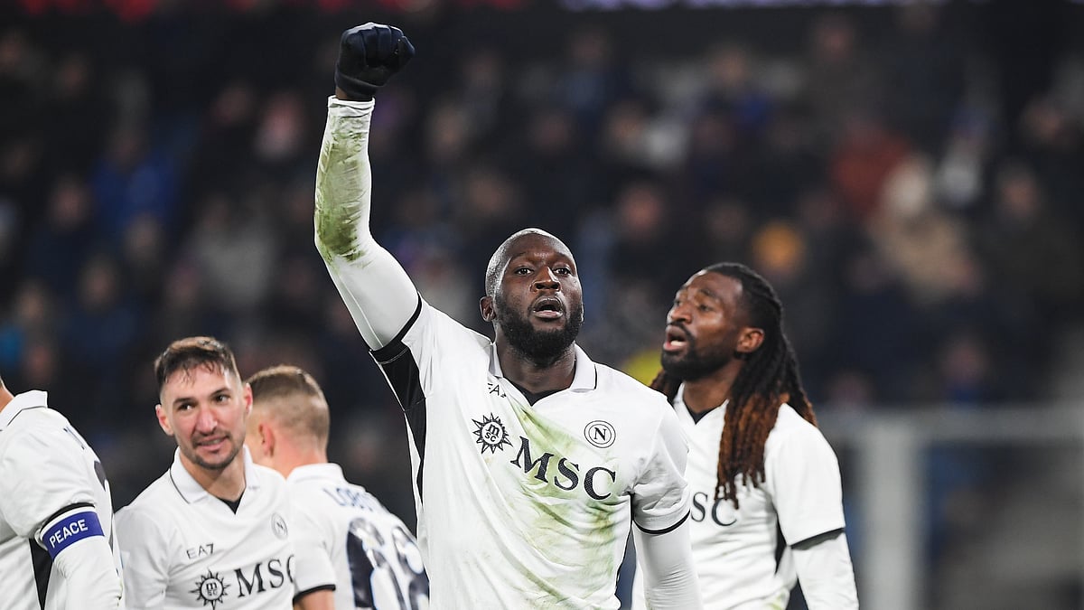 Romelu Lukaku celebrates his goal against Atalanta