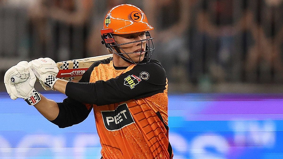 X/BBL : Cooper Connolly bats for Perth Scorchers against Adelaide Strikers in the Big Bash League.